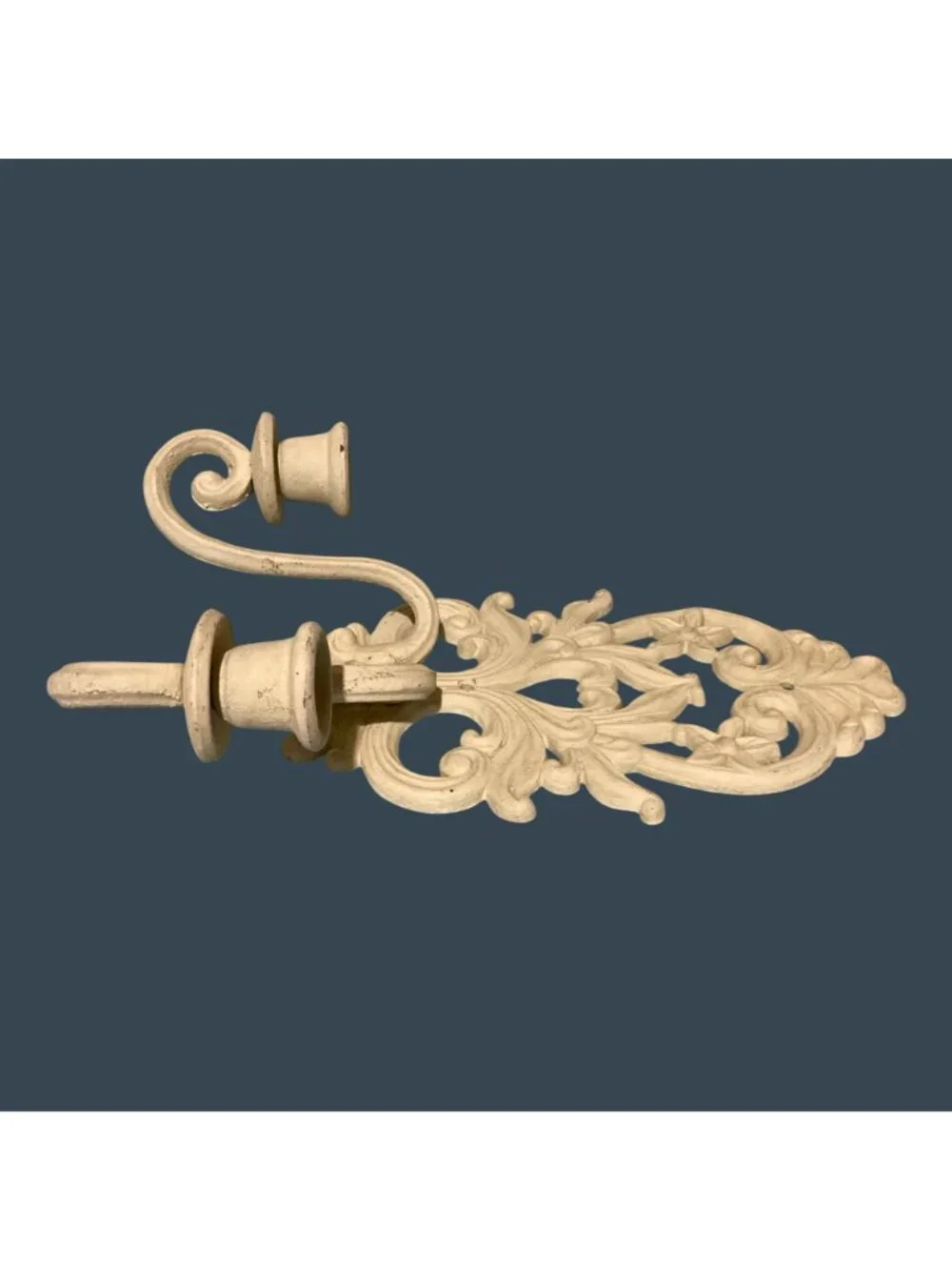 Ornate Cast Iron Chippy White Wall Taper Candle Sconce